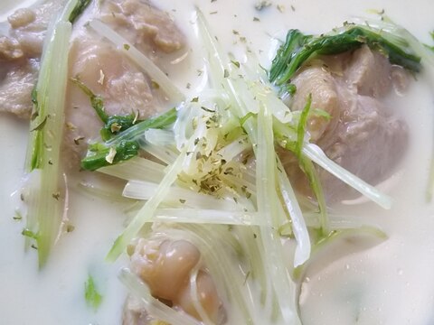 手羽元と水菜の豆乳スープ(^^)